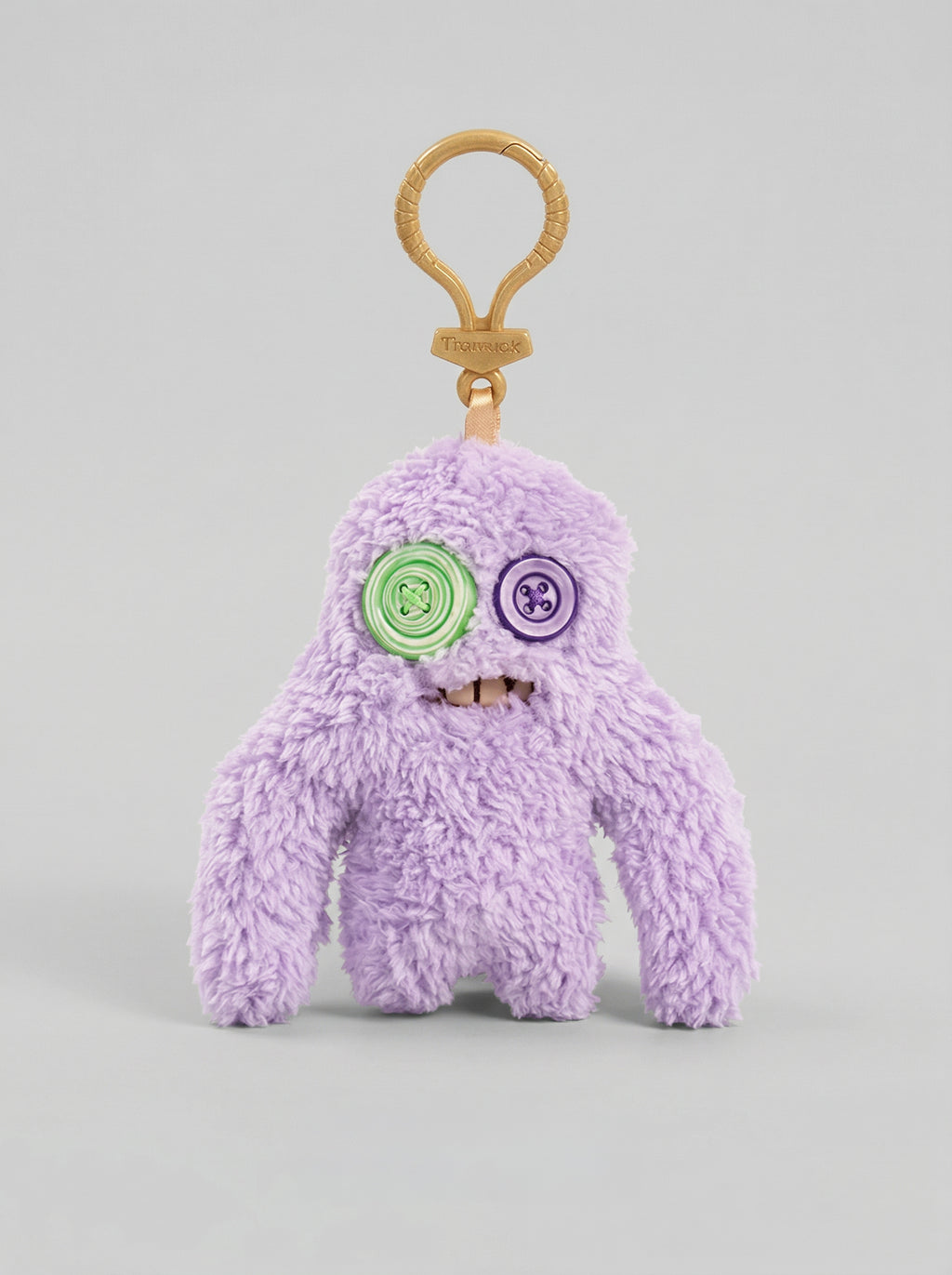 Purple Mismatched Button-Eye Monster | Hand-Stitched Artisan Plush Charm for Tote Bags