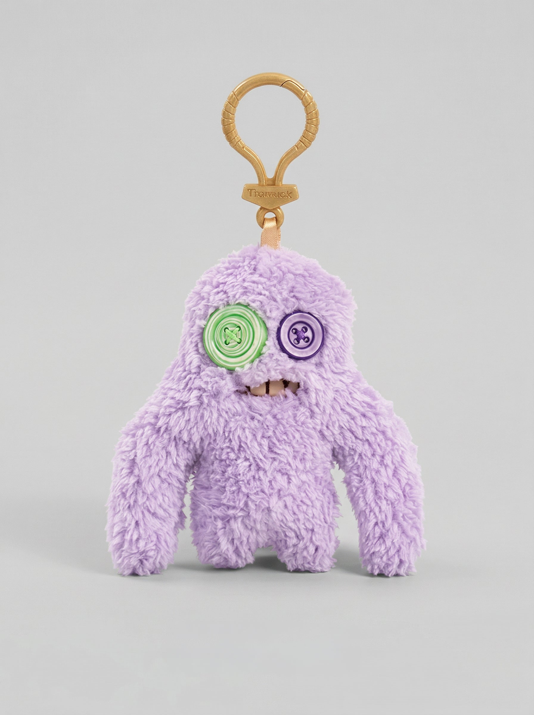 Purple Mismatched Button-Eye Monster | Hand-Stitched Artisan Plush Charm for Tote Bags