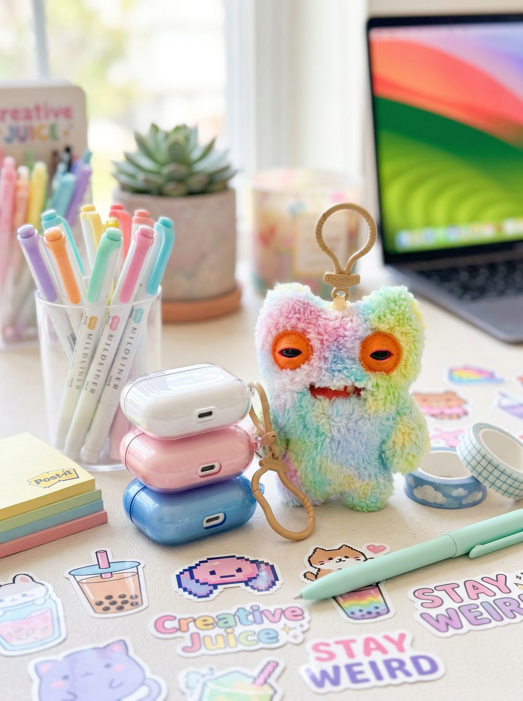 Rainbow "Muncher" | Hand-Dyed Tie-Dye Monster Keychain | One-of-a-Kind Emotional Support Gift