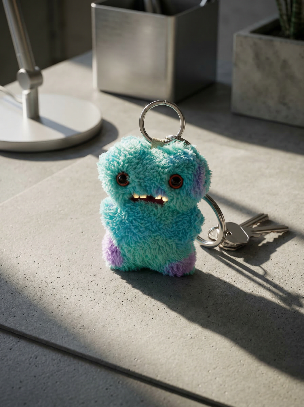 Blue Snaggle-Tooth Monster | Tactile Stress-Relief Bag Charm & Desk Companion