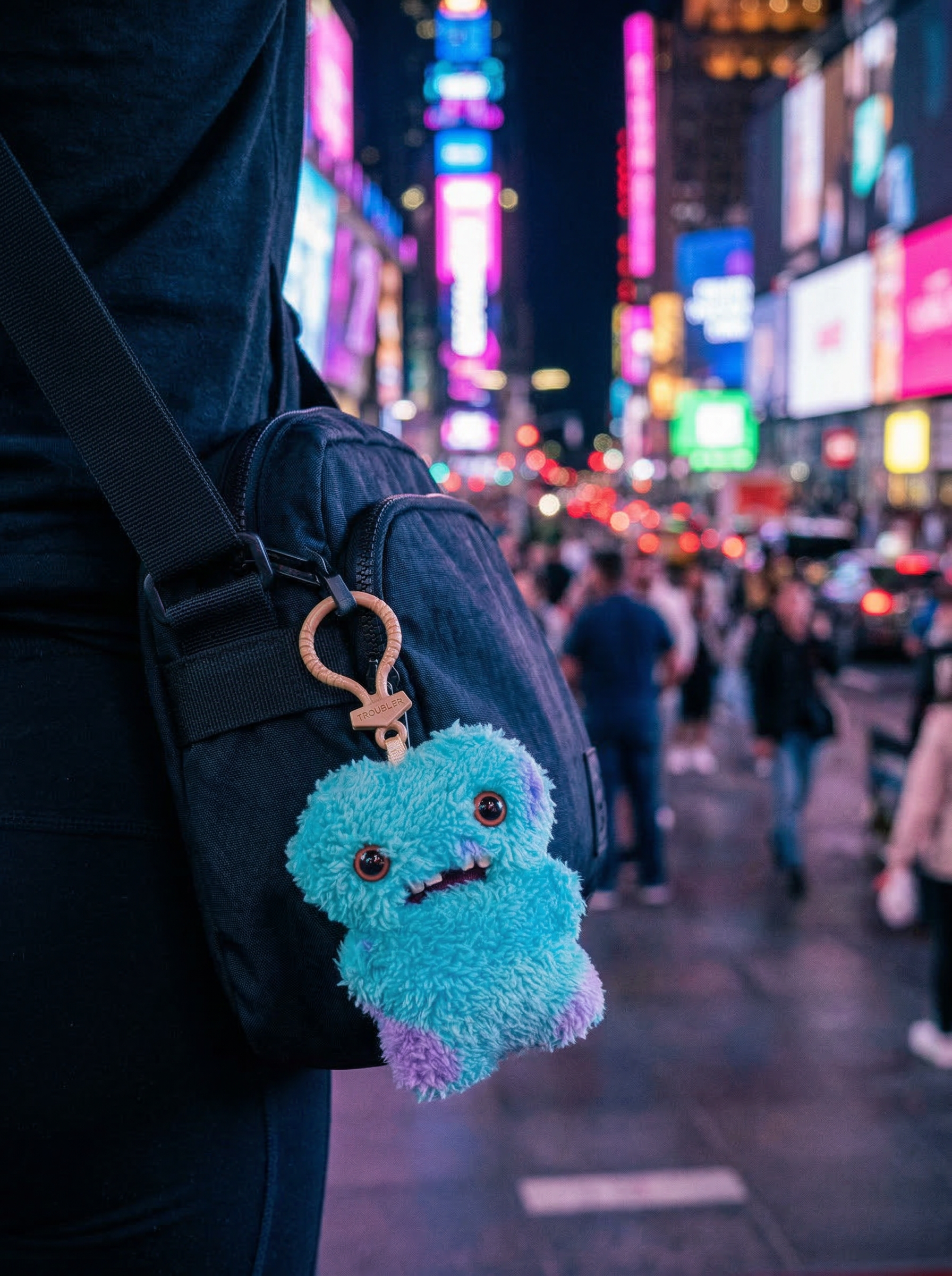 Blue Snaggle-Tooth Monster | Tactile Stress-Relief Bag Charm & Desk Companion