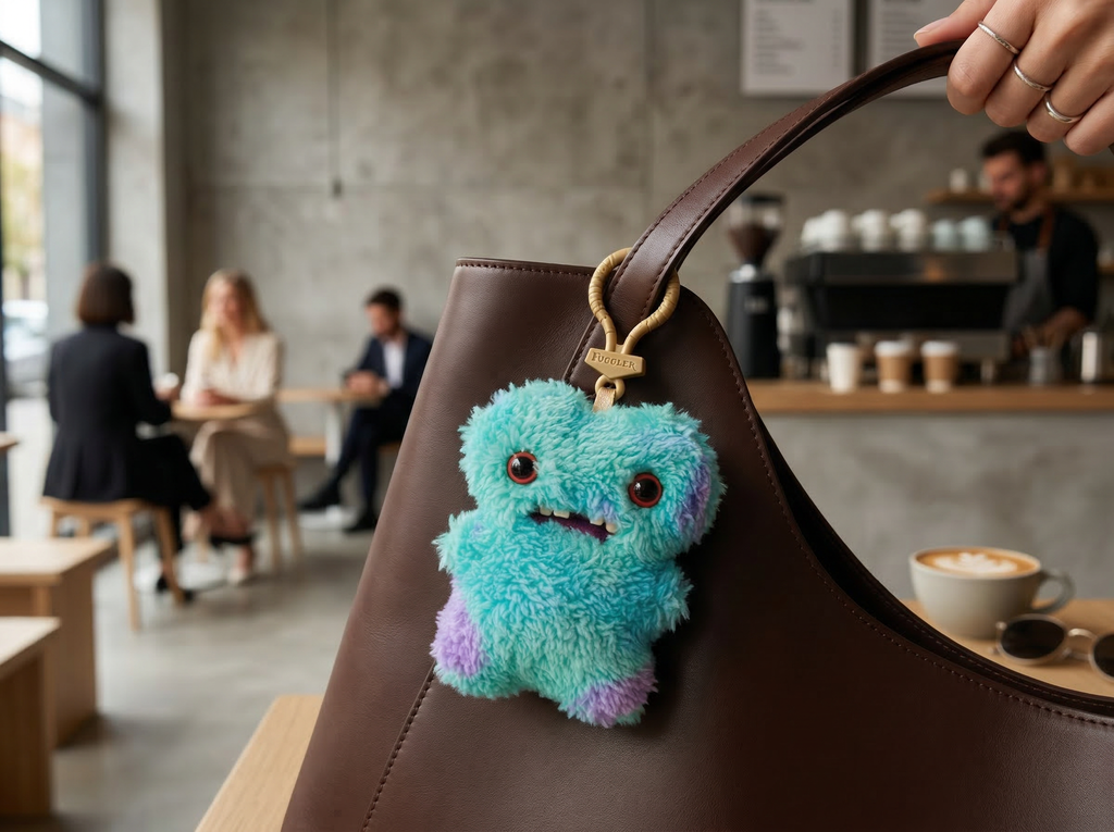 Blue Snaggle-Tooth Monster | Tactile Stress-Relief Bag Charm & Desk Companion