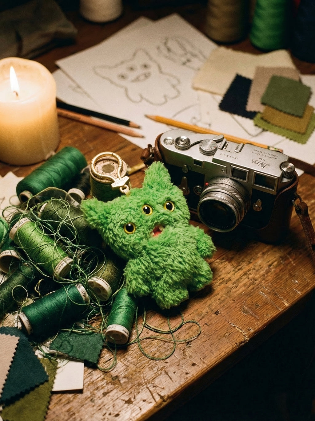 Bio-Glitch Three-Eyed Green Monster | Cyberpunk Desk Decor & Neon Gaming Setup Accessory